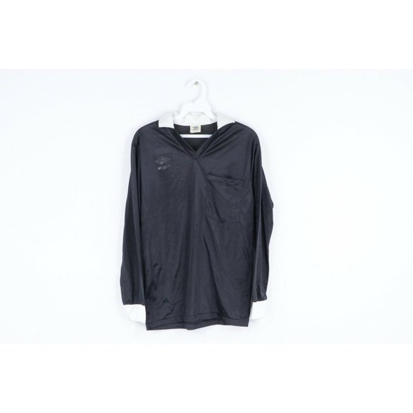 Umbro Other - NOS Vintage 80s Umbro Collared Spell Out Long Sleeve Soccer Jersey Black Small